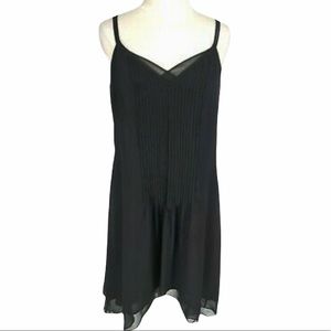 White House Black Market Black Pleated Strappy Dress SZ 2